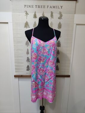 Lilly Pulitzer 100% Silk Floral Print Mini Dress – Adjustable Straps – Size M
